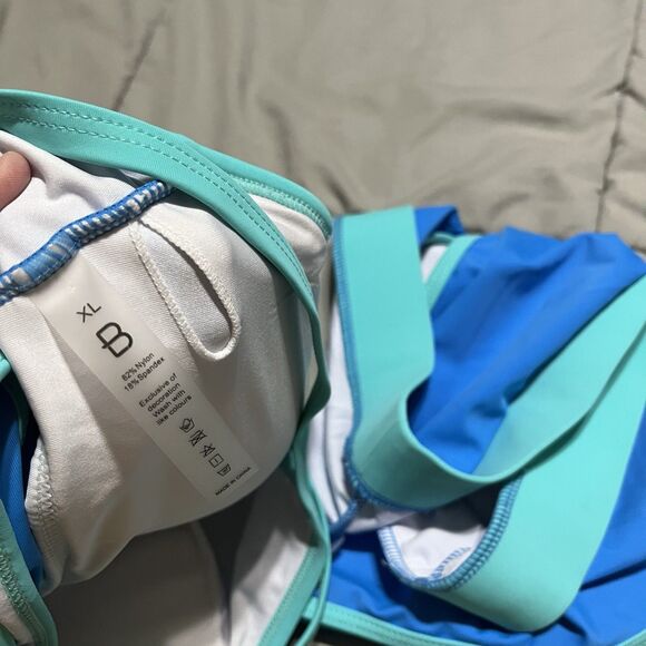 Blooming Jelly Blue Colorblock High Waist 2 Piece Padded Bikini Swimsuit Size XL - Picture 8 of 8